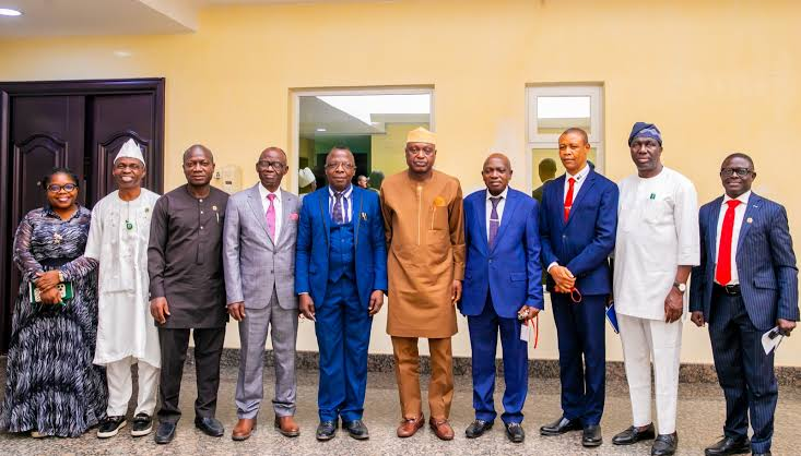 Church representatives and government officials photographed together at the Governor's office in Ado-Ekiti